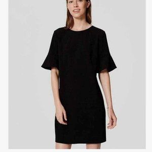 LOFT Black textured shift dress flutter 3/4 sleeve SIZE 6